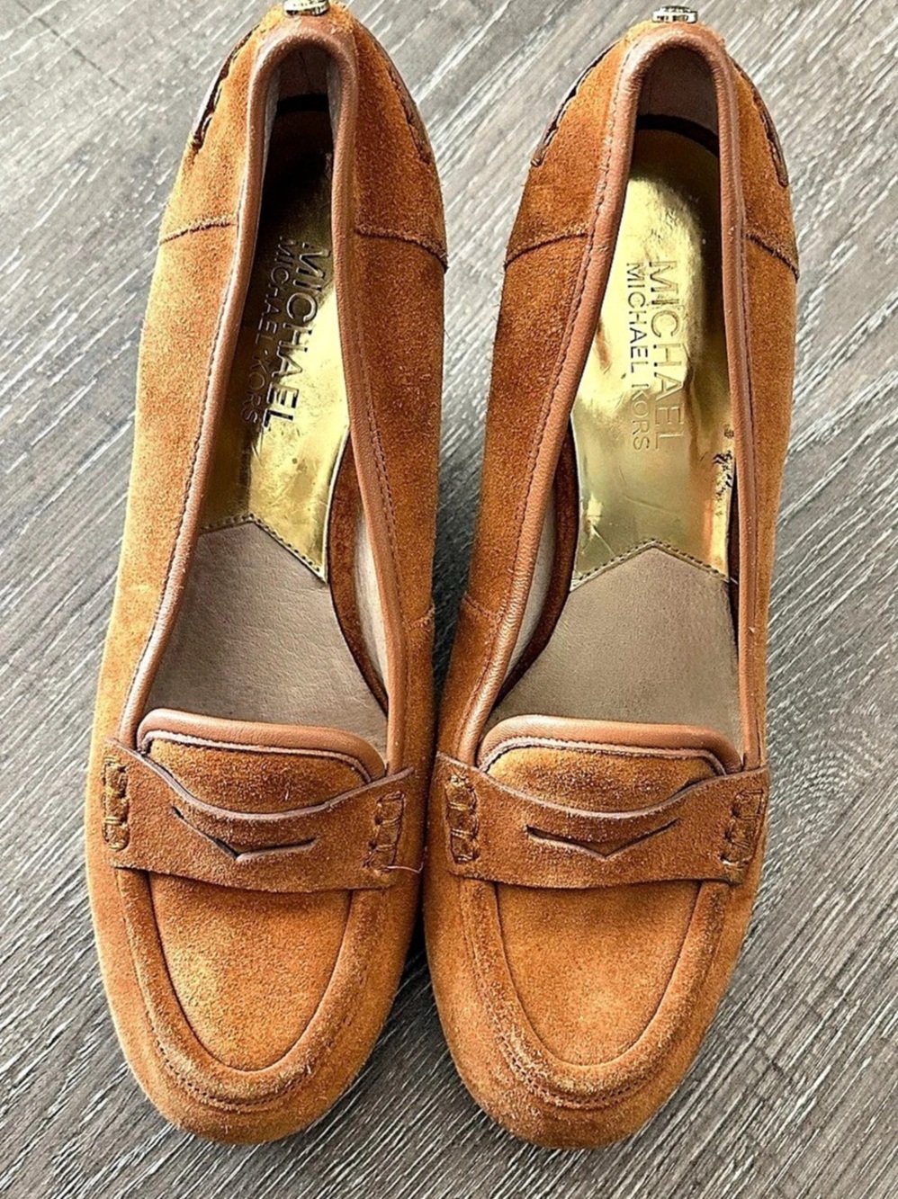 Michael Kors Rory Suede Wedge Loafer Brown US 8 M